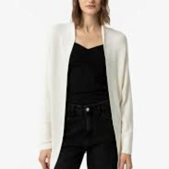 Ralph Lauren Wool Cardigan Ivory Open Front Long Sleeve Lightweight Sweater L - Picture 1 of 11